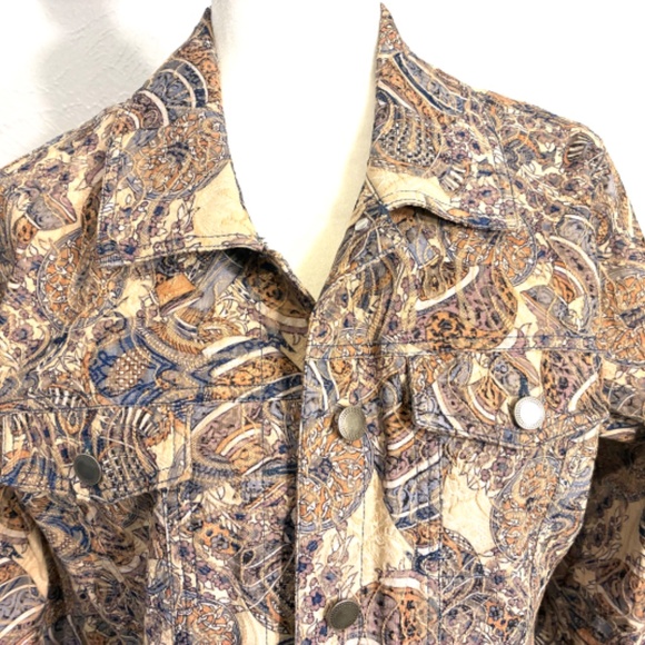 Cotton/Spandex Blend Jacket, Size Large, Geometric with Embroidery, Analogy - Picture 4 of 4